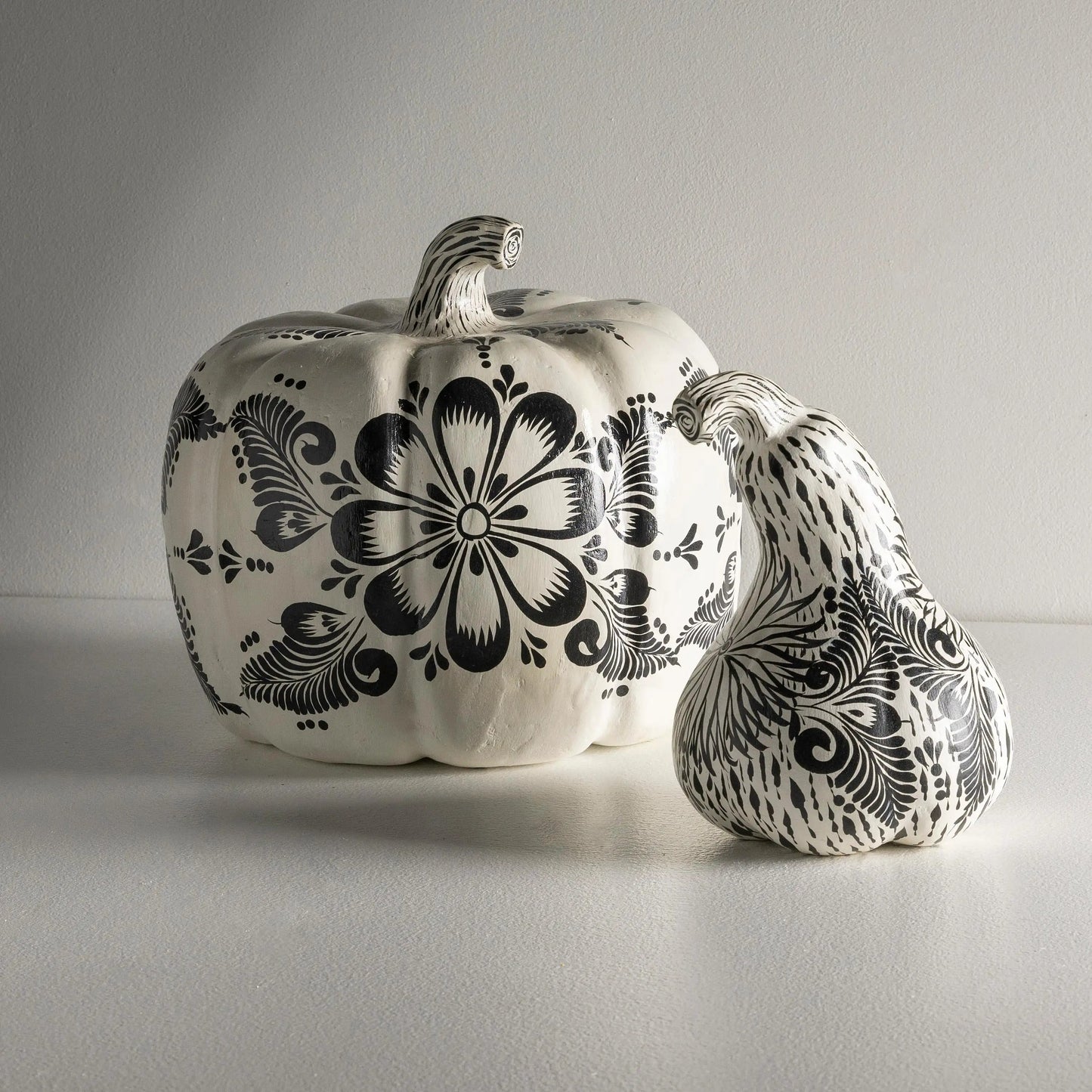 VivaTerra Handcrafted Talavera Black and White Pumpkins