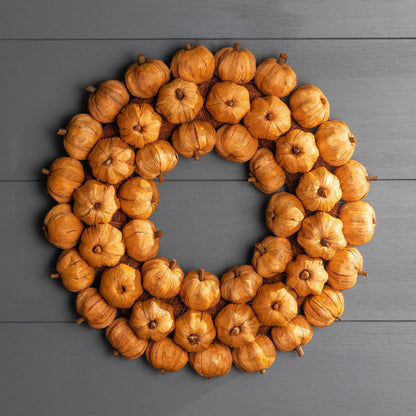 VivaTerra Handcrafted Faux Pumpkin Wreath, 19"