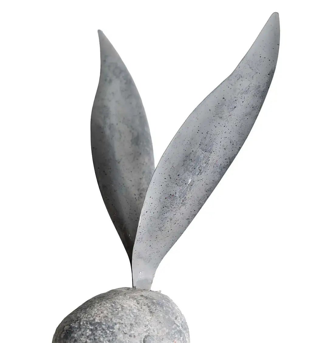 VivaTerra Faux Stone and Metal Rabbit Sculptures