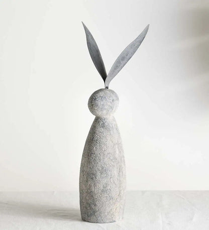 VivaTerra Faux Stone and Metal Rabbit Sculptures