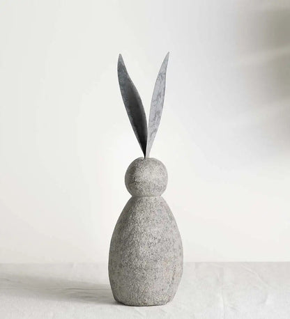 VivaTerra Faux Stone and Metal Rabbit Sculptures