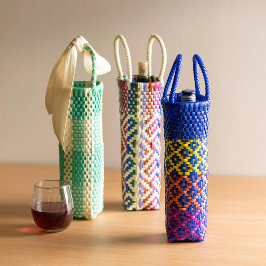 VivaTerra Woven Recycled Plastic Wine Tote