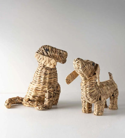 VivaTerra Woven Water Hyacinth Dog Sculpture