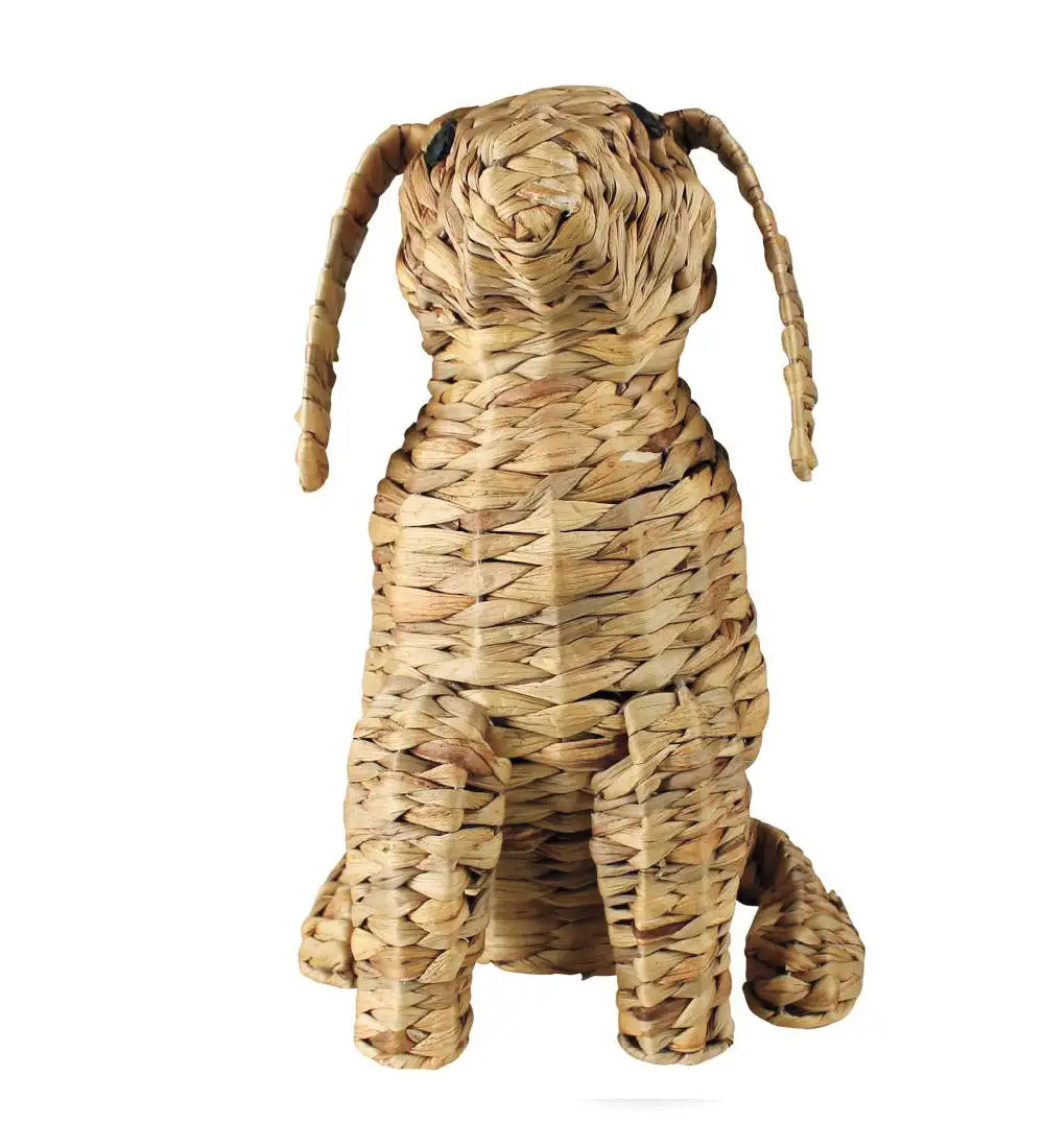 VivaTerra Woven Water Hyacinth Dog Sculpture