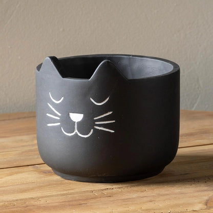 VivaTerra Black Cat Cement Planter