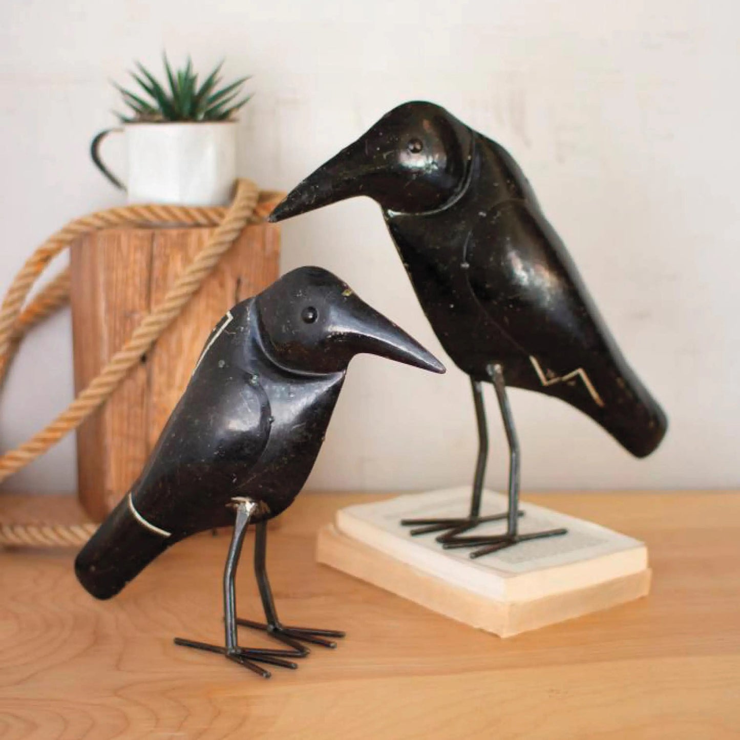 VivaTerra Antique Recycled Iron Crows, Set of 2