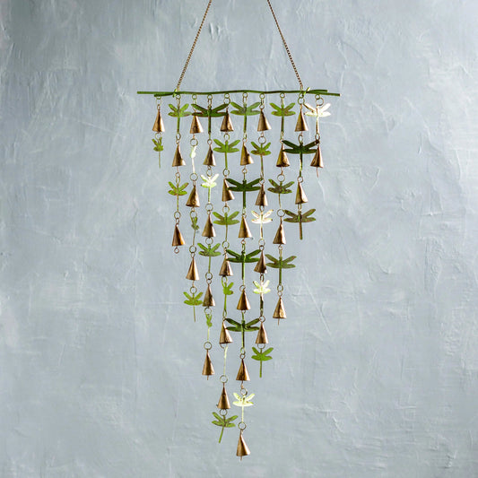 VivaTerra Verdigris Dragon Fly Wind Chime with Copper Bells