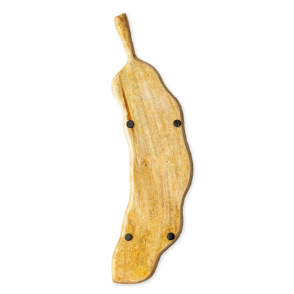 VivaTerra Mango Wood and Enamel Peapod Shaped Tray