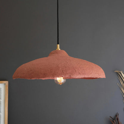 VivaTerra Rust Dome Paper Maché Pendant Light