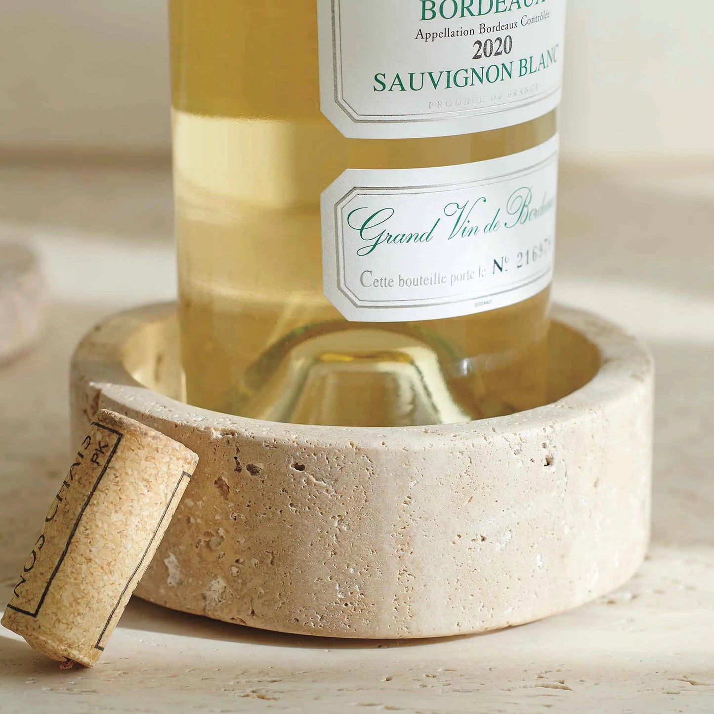 VivaTerra Travertine Wine Bottle Coaster