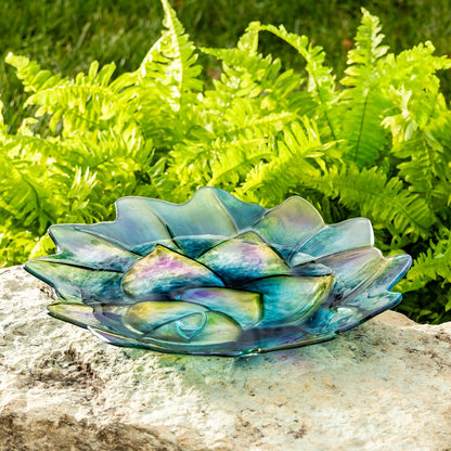 VivaTerra Succulent-Shaped Glass Bird Bath