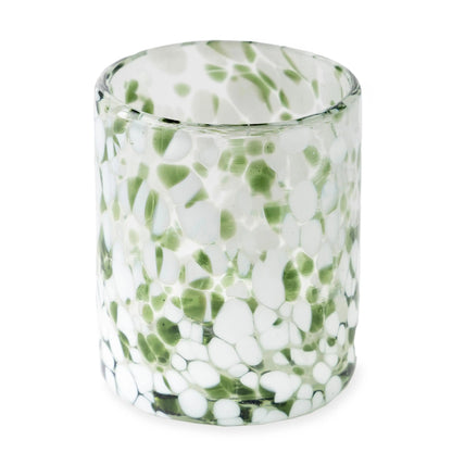 VivaTerra Green and White Recycled Tumbler Glassware, Set of 4