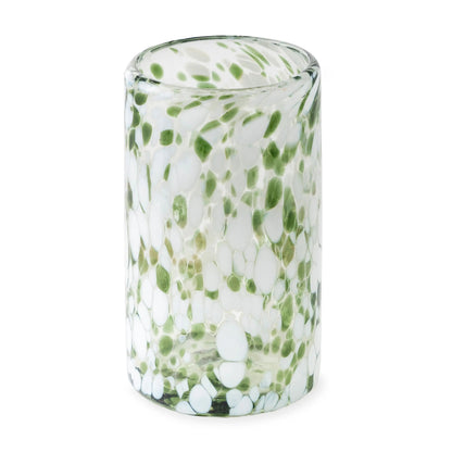 VivaTerra Green and White Recycled Pint Glassware, Set of 4