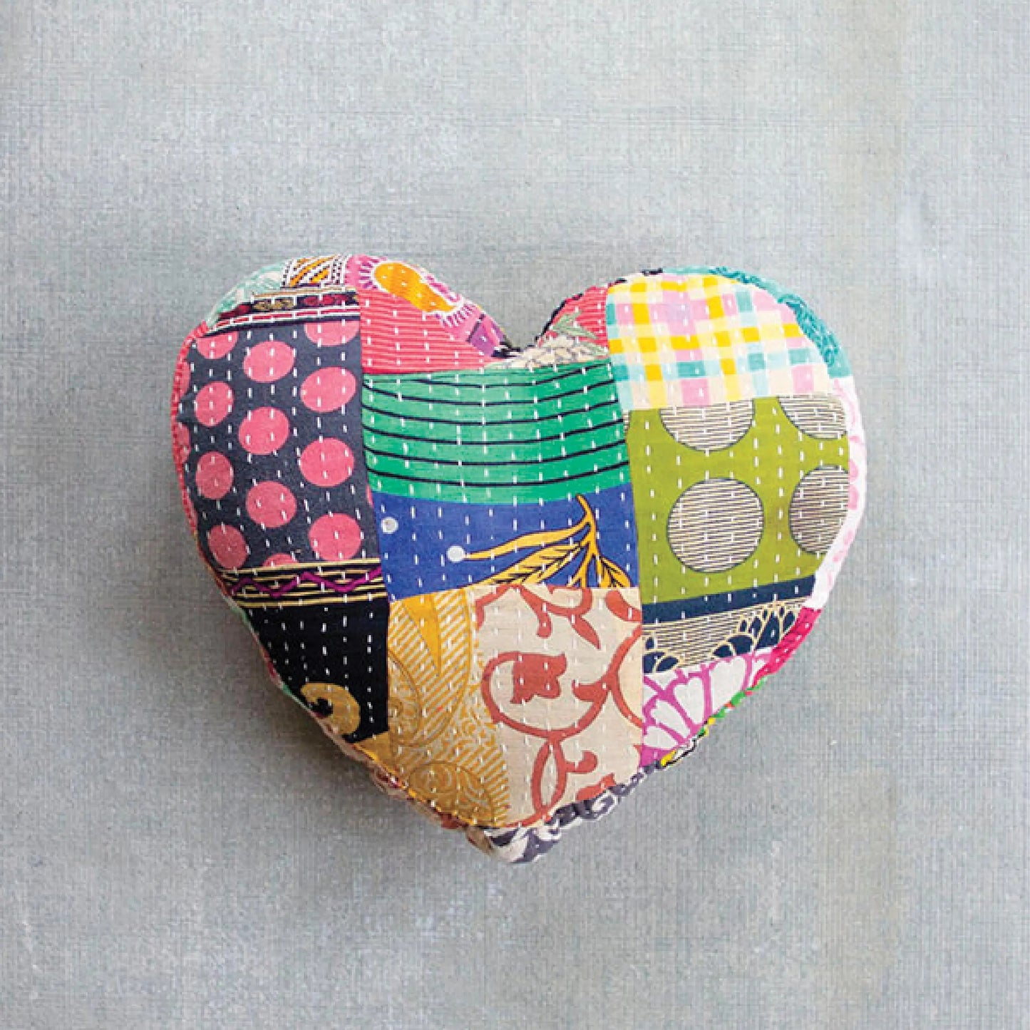 VivaTerra Kantha Heart Pillow