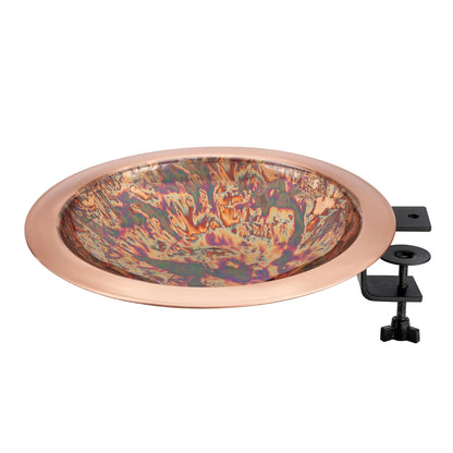 VivaTerra Fired Copper Bird Bath with Deck Bracket