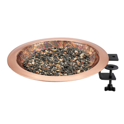 VivaTerra Fired Copper Bird Bath with Deck Bracket