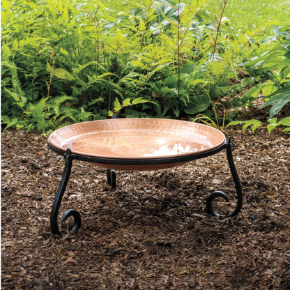 VivaTerra Freestanding Hammered Copper Birdbath