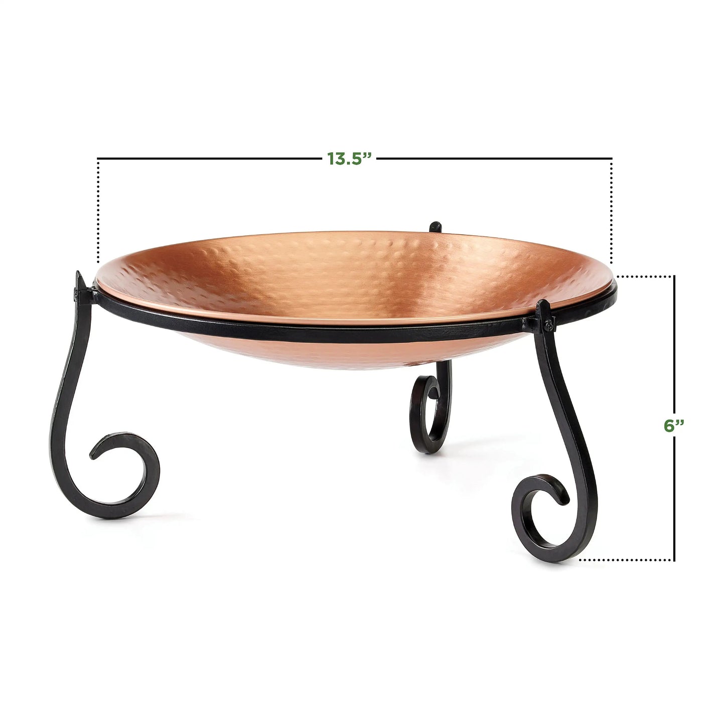 VivaTerra Freestanding Hammered Copper Birdbath