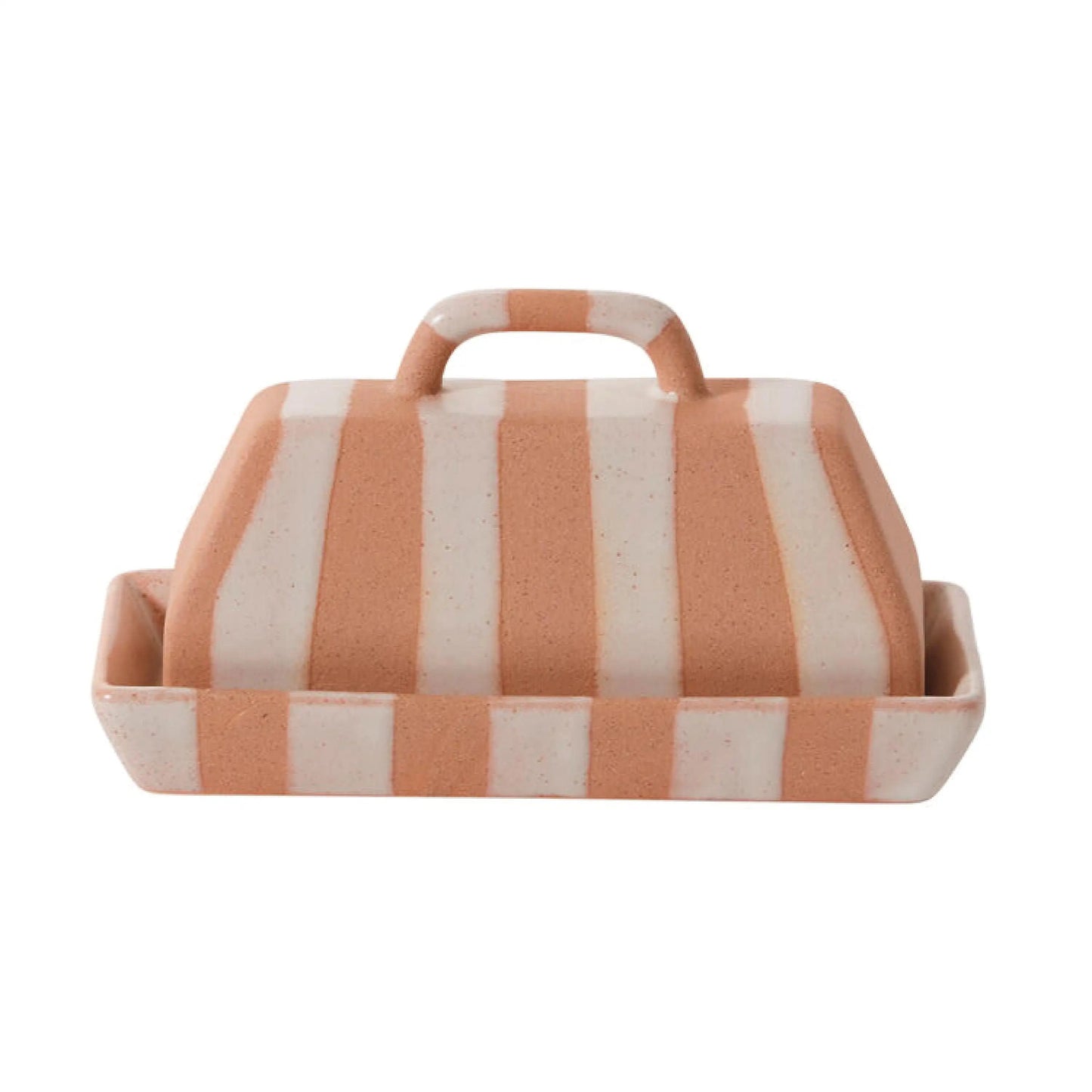 VivaTerra Botera Striped Ceramic Butter Dish