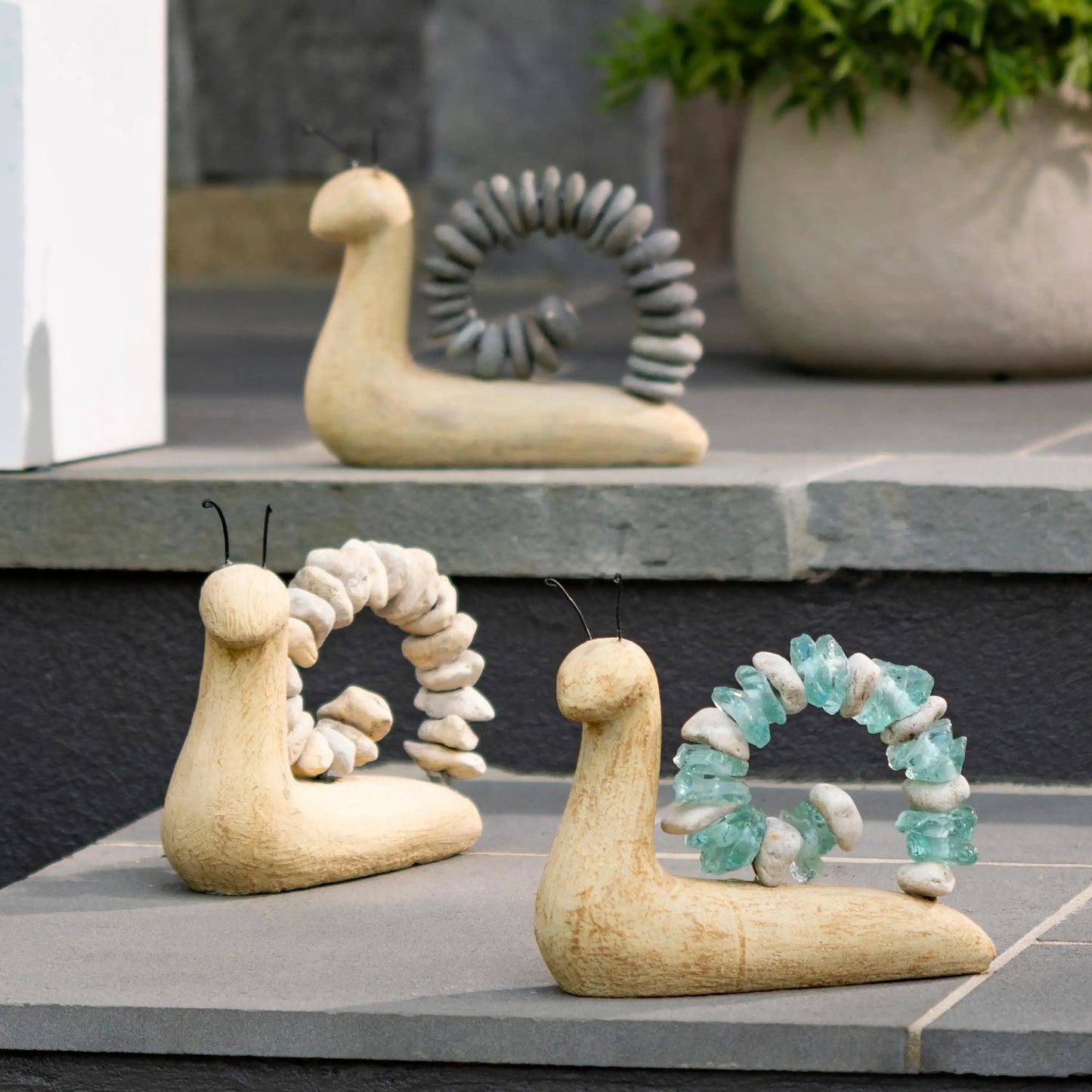 VivaTerra Handcrafted Snail Stone Statue