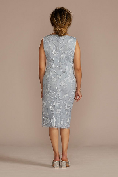 David's Bridal Women's Embroidered Sheath Dress With Chiffon Jacket