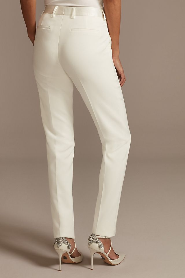 David's Bridal Women's Satin Waistband Fitted Suit Pants- Missy