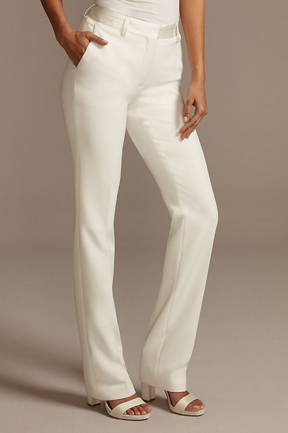 David's Bridal Women's Relaxed Leg Suit Pants With Satin Waist- Missy