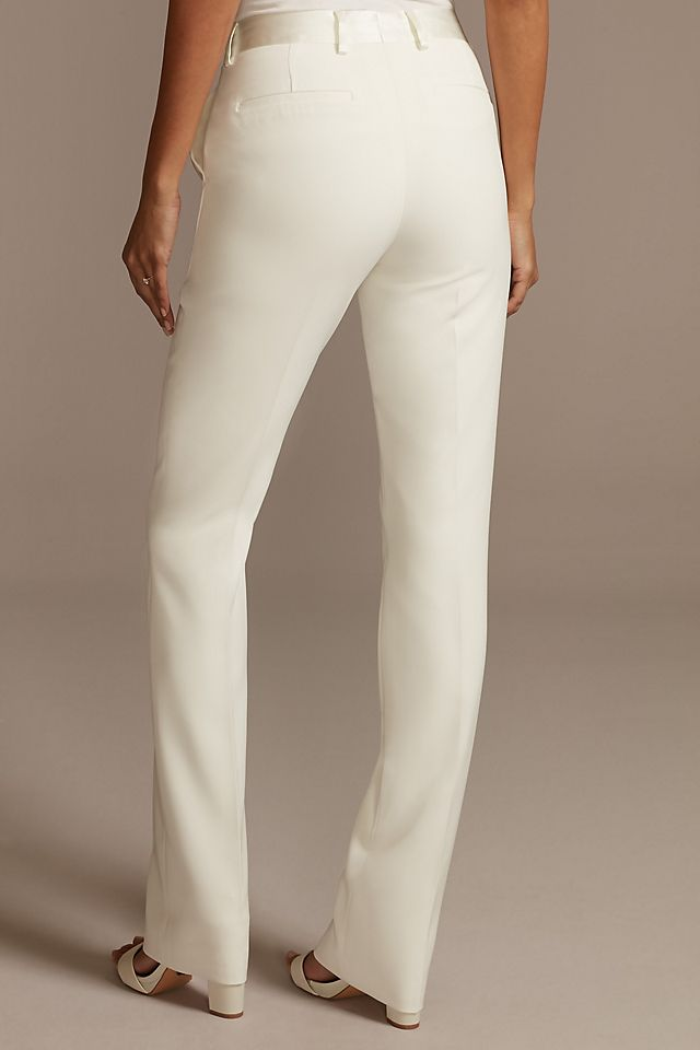 David's Bridal Women's Relaxed Leg Suit Pants With Satin Waist- Missy