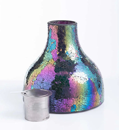 VivaTerra Rainbow Iridescent Glass Mosaic Firepot