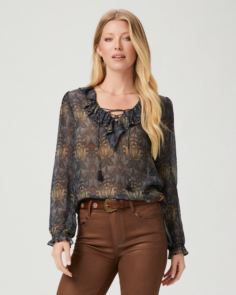 Paige Women's Morris & Co. // Ilara Blouse - Charcoal/Iced Slate Silk