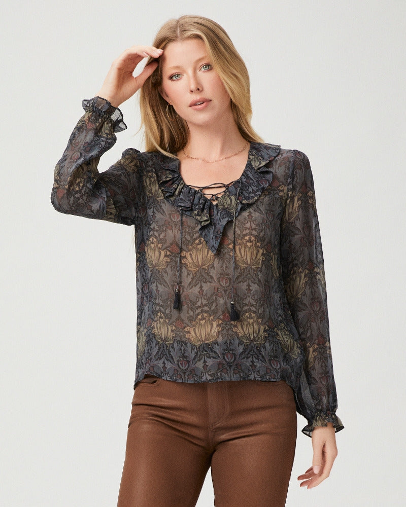 Paige Women's Morris & Co. // Ilara Blouse - Charcoal/Iced Slate Silk