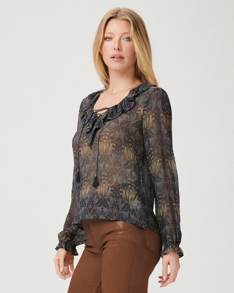 Paige Women's Morris & Co. // Ilara Blouse - Charcoal/Iced Slate Silk