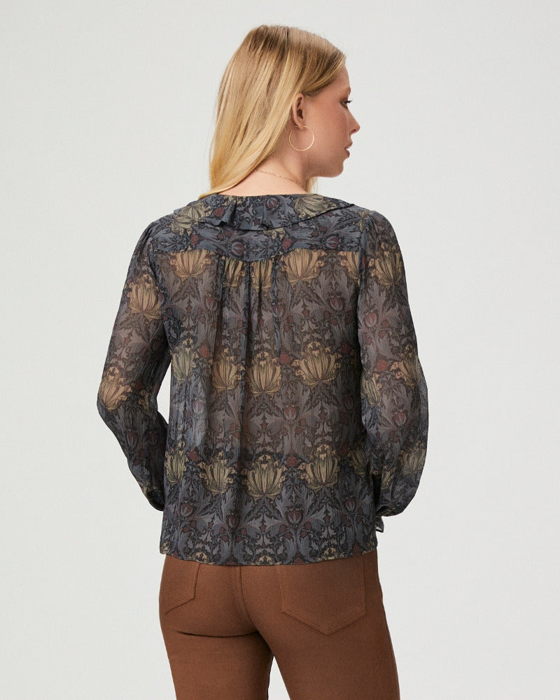 Paige Women's Morris & Co. // Ilara Blouse - Charcoal/Iced Slate Silk