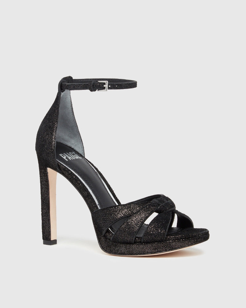 Paige Women's Val Sandal - Black Shimmer Suede