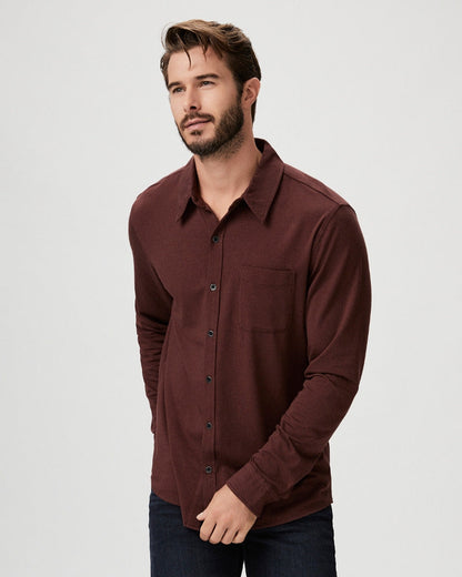 Paige Men's Stockton Button Up - Deep Aubergine