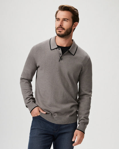 Paige Men's Dobson Sweater Polo - Iris Slate/Black Sapphire