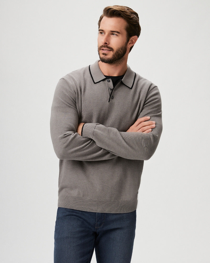 Paige Men's Dobson Sweater Polo - Iris Slate/Black Sapphire