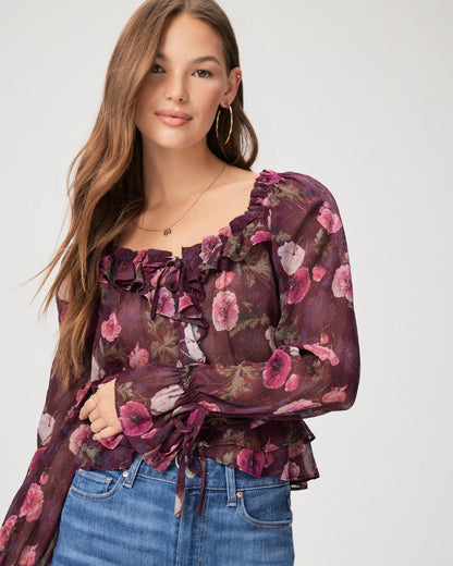 Paige Women's Lanea Blouse - Black Cherry Multi Silk