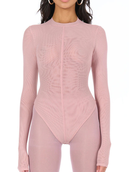 Naked Wardrobe Women's Mesh Crewneck Bodysuit