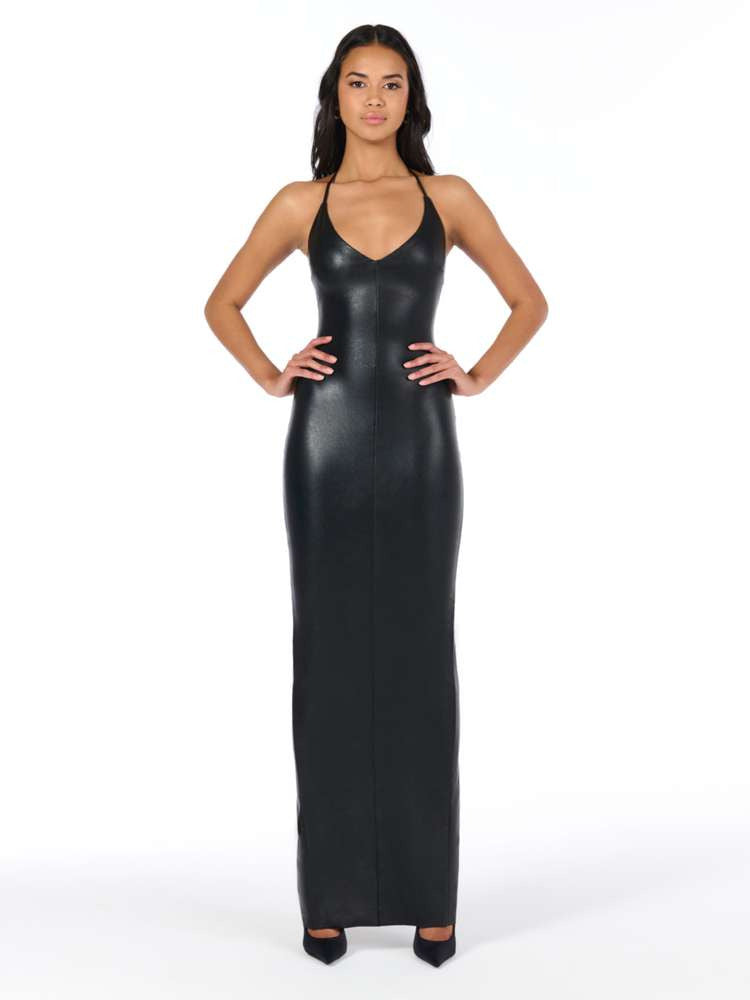 Naked Wardrobe Women's Vegan Leather Maxi Dress