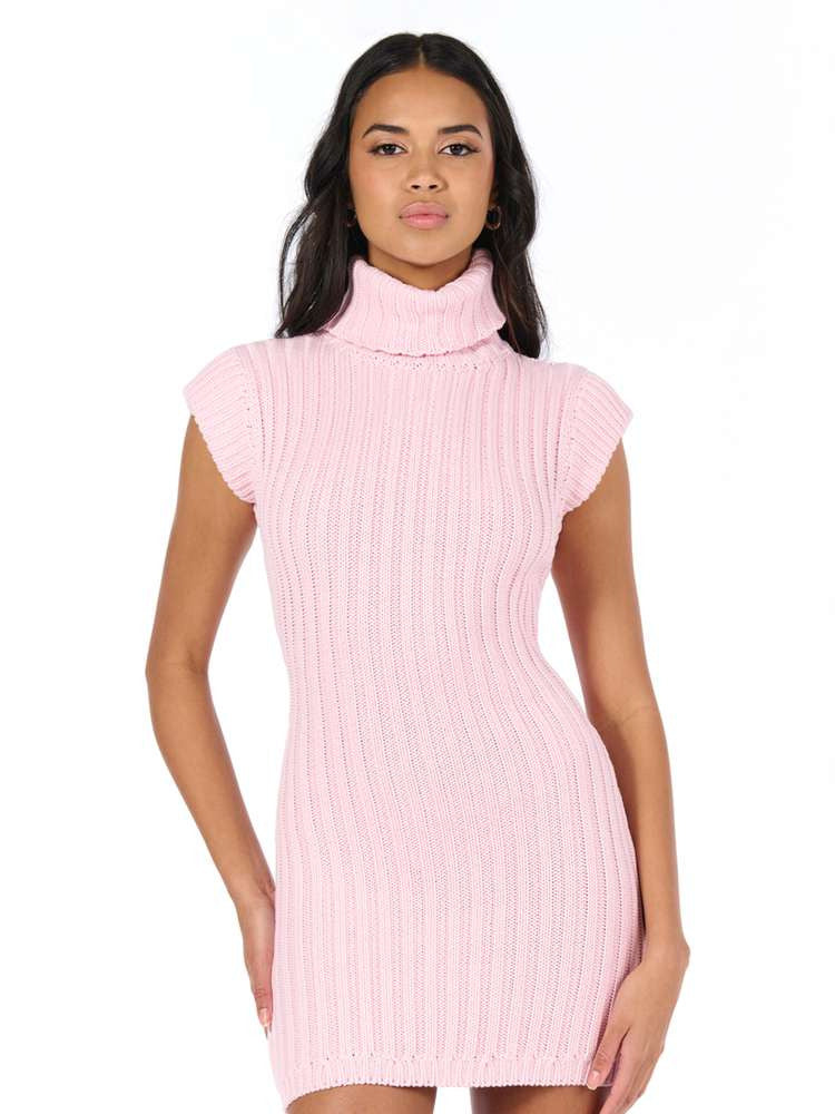 Naked Wardrobe Women's Knit Turtleneck Mini Dress