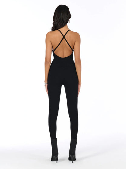 Naked Wardrobe Women's Snatched Cross Back Jumpsuit