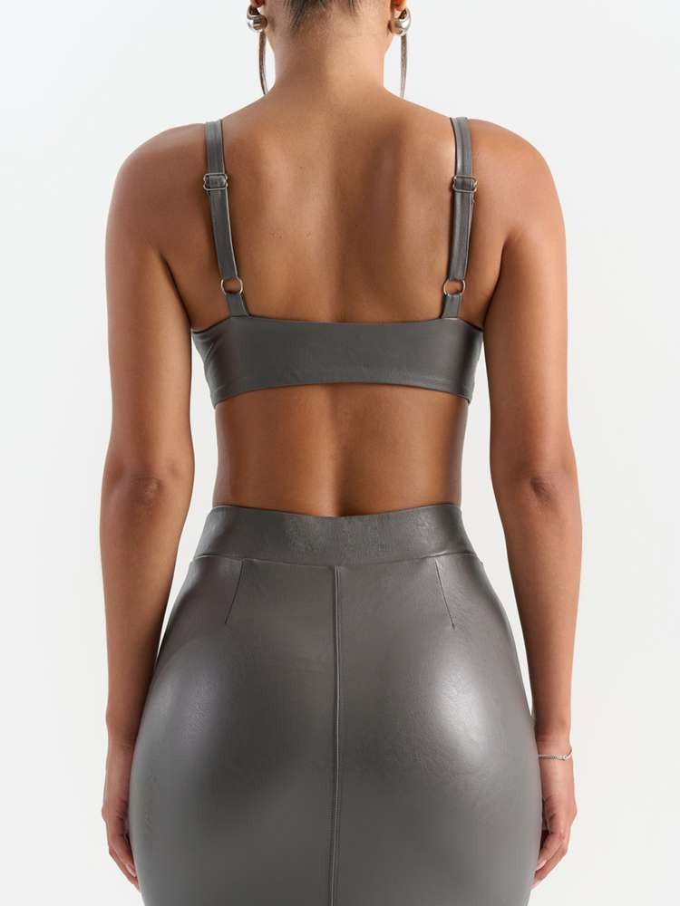 Naked Wardrobe Women's Vegan Leather Bustier Top