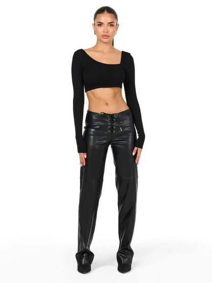 Naked Wardbrobe Women's The Faux Leather Stitch Pant