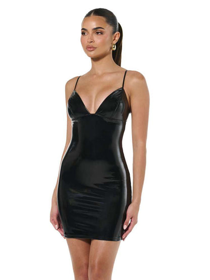 Naked Wardrobe Women's Vinyl Mini Dress