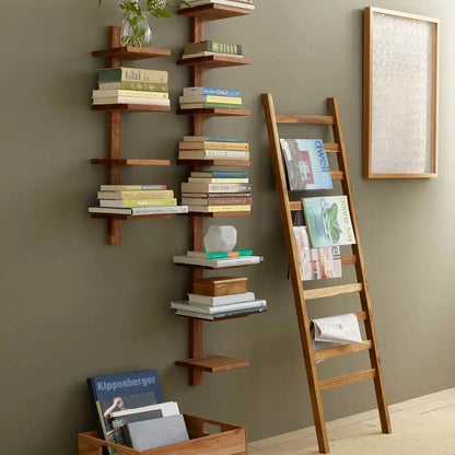 VivaTerra Recycled Golden Teak Takara Column Shelves&Ladder